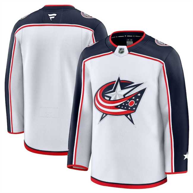 Mens Columbus Blue Jackets Blank White 2024-25 Away Stitched Hockey Jersey Dzhi